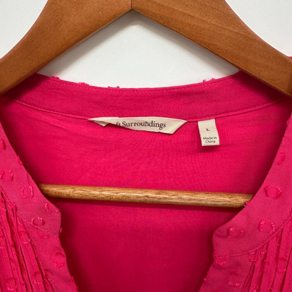 SOFT SURROUNDINGS Pink Dot Offshort Blouse Top // L - Picture 4 of 7